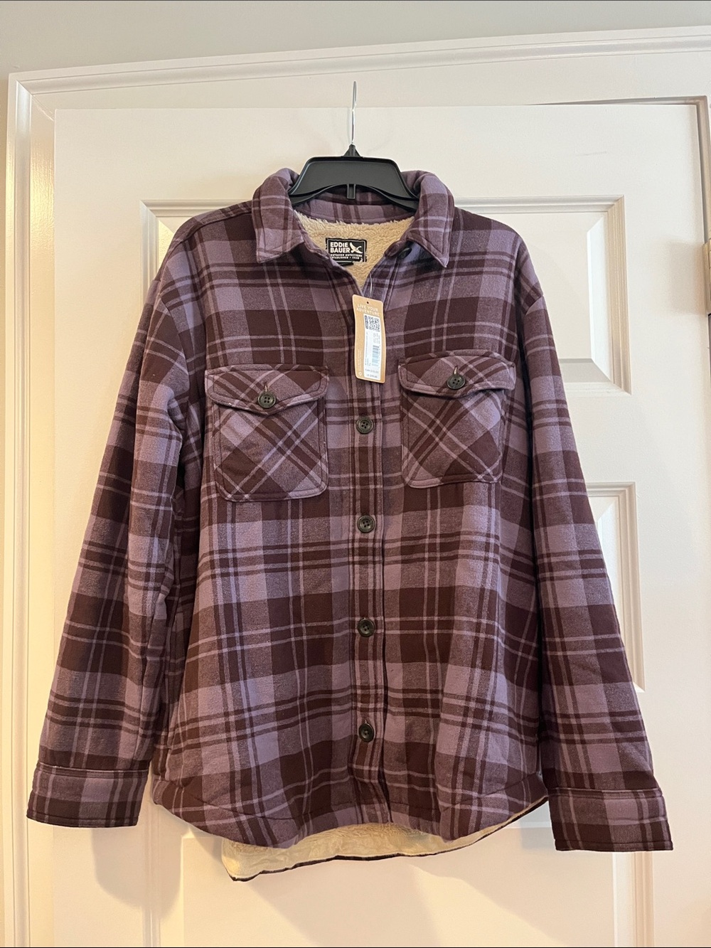 Eddie Bauer heritage Sherpa bonded shirt jacket loganberry NEW NWT tall large - Picture 3 of 6